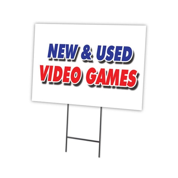 Signmission New & Used Video Game Yard & Stake outdoor plastic coroplast window, C-1216 New & Used Video Game C-1216 New And Used Video Game - main